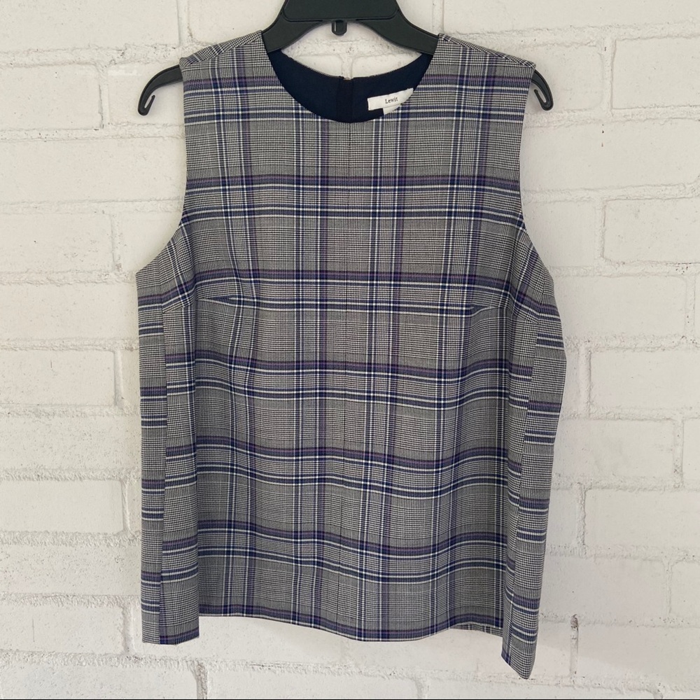 $199 Sleeveless Plaid Shell Purple Large PA97 - Picture 3 of 5
